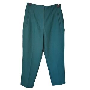 ZARA Women's Emerald Green High Waist Pleated Cropped Pants Size M